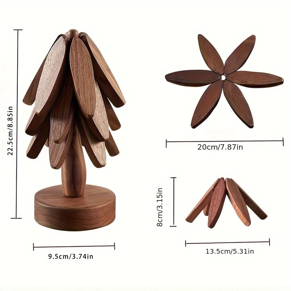 Tree Design Stand Wooden Trivets Decorative Anti Scald