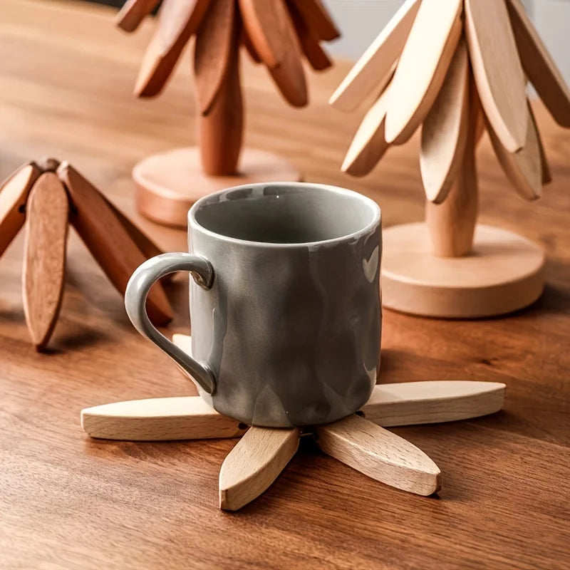 Tree Design Stand Wooden Trivets Decorative Anti Scald