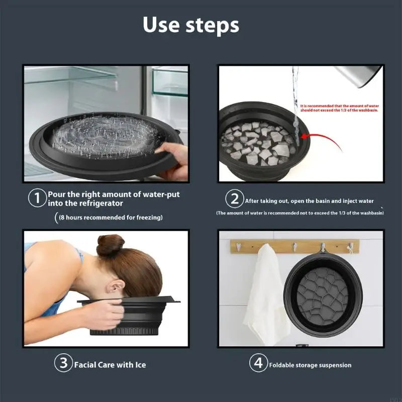 Face Ice Bath Bowl for Facials Plunge Dipping Face Folding Ice Facials