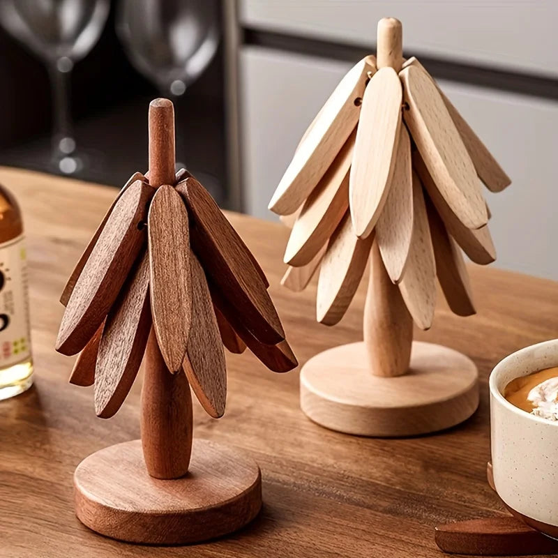 Tree Design Stand Wooden Trivets Decorative Anti Scald