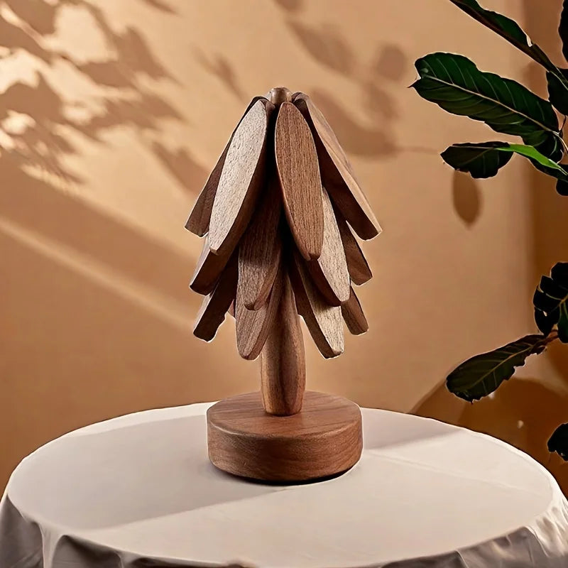 Tree Design Stand Wooden Trivets Decorative Anti Scald