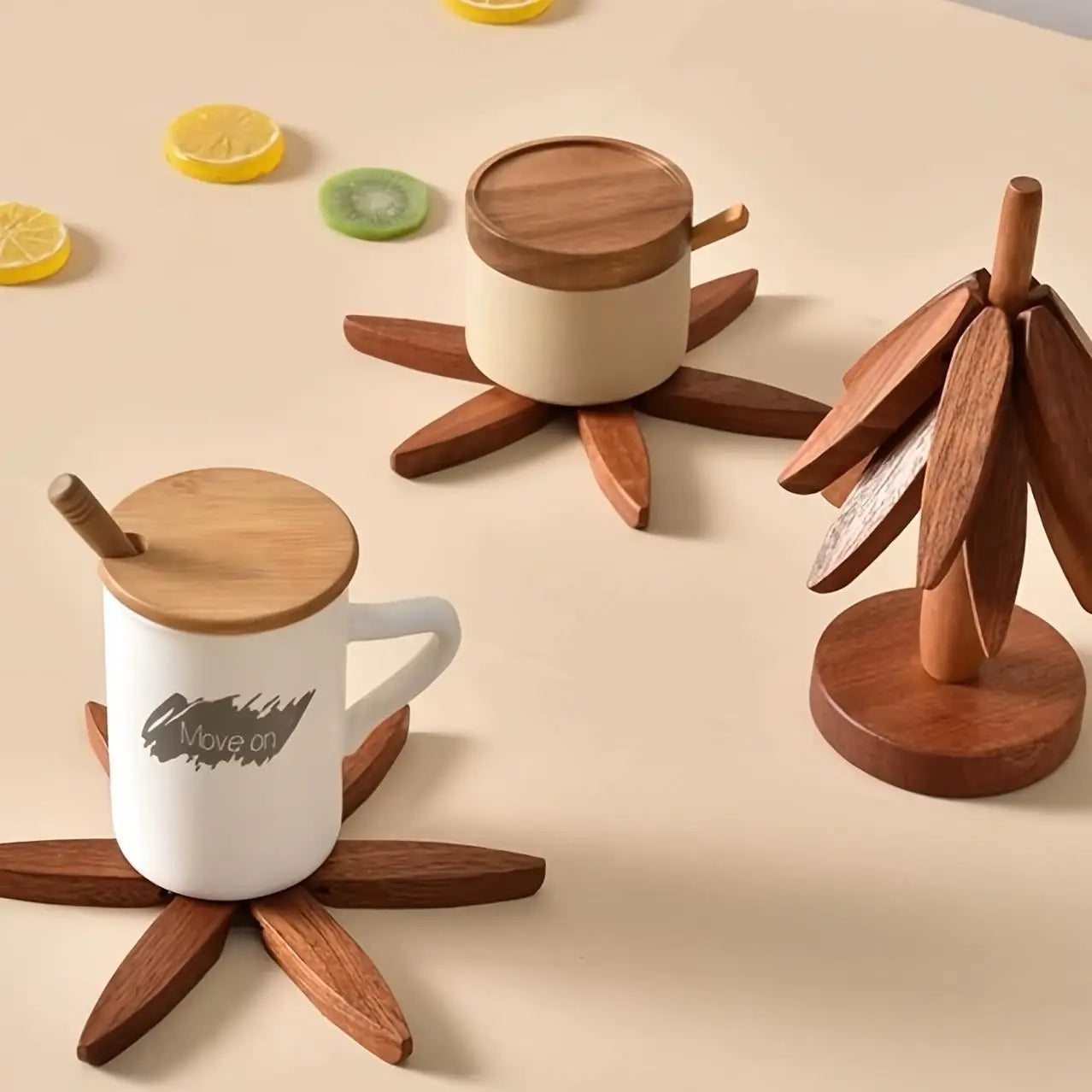 Tree Design Stand Wooden Trivets Decorative Anti Scald