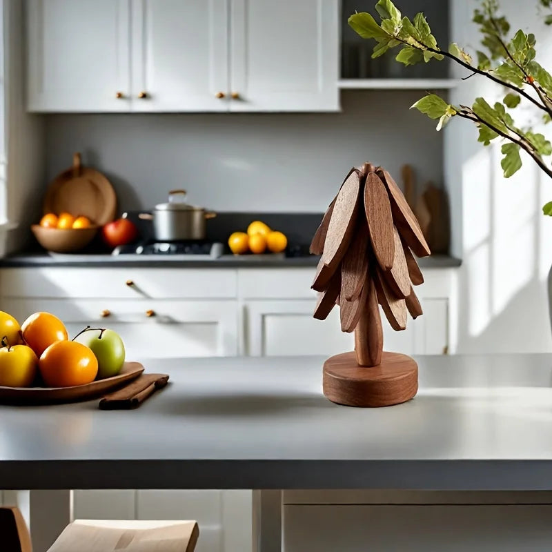 Tree Design Stand Wooden Trivets Decorative Anti Scald
