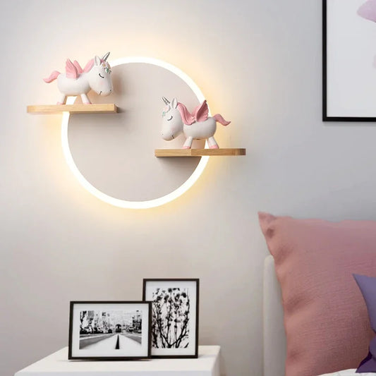 Children's Room Wall Lamp Nordic Cartoon Cute Unicorn Ornaments