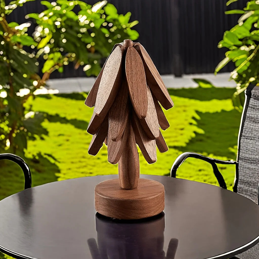 Tree Design Stand Wooden Trivets Decorative Anti Scald